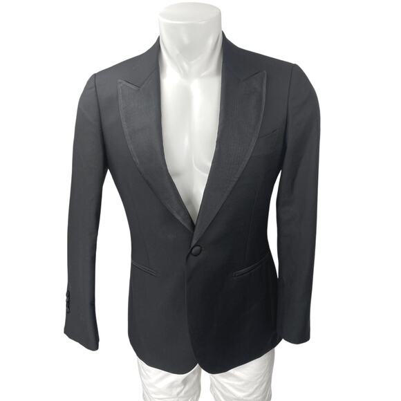 Vitale Barberis Canonico Lazio Black Wool Long Sleeve Slim Blazer Jacket Size S - Picture 1 of 4